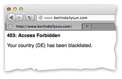 Berlin News: Berlin Daily: country blacklisted error message